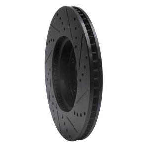 Honda Accord Brake Rotor (1) - Front Left - R1 Concepts - Drilled & Slotted - Black - `13-`22